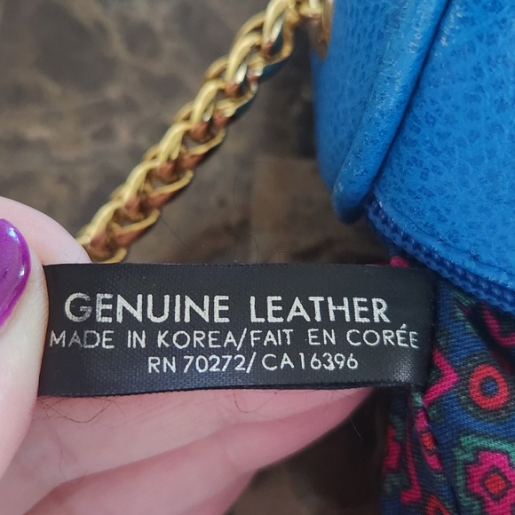 Vintage Liz Claiborne 90's barrel/messenger/cross body genuine leather blue bag - Picture 11 of 12